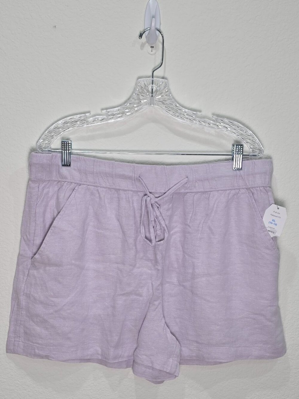 NWT Light Purple Linen Blend Shorts Elastic Waist Casual XL